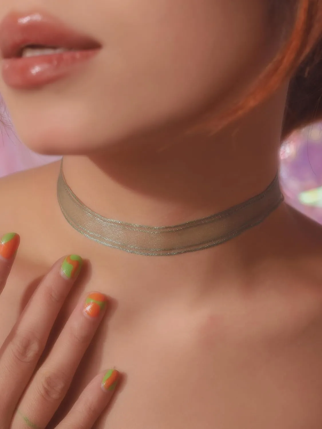 Simple Minimal Chiffon Sheer Choker Everyday Essential Necklaces Aesthetic Jewelry Accessories Gifts for Women