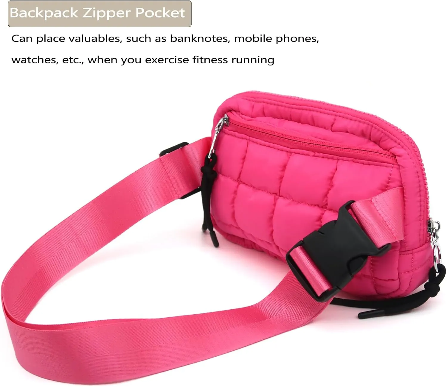 Small Puffer Fanny Pack for Women Quilted Crossbody Belt Bag for Traveling Running Workout