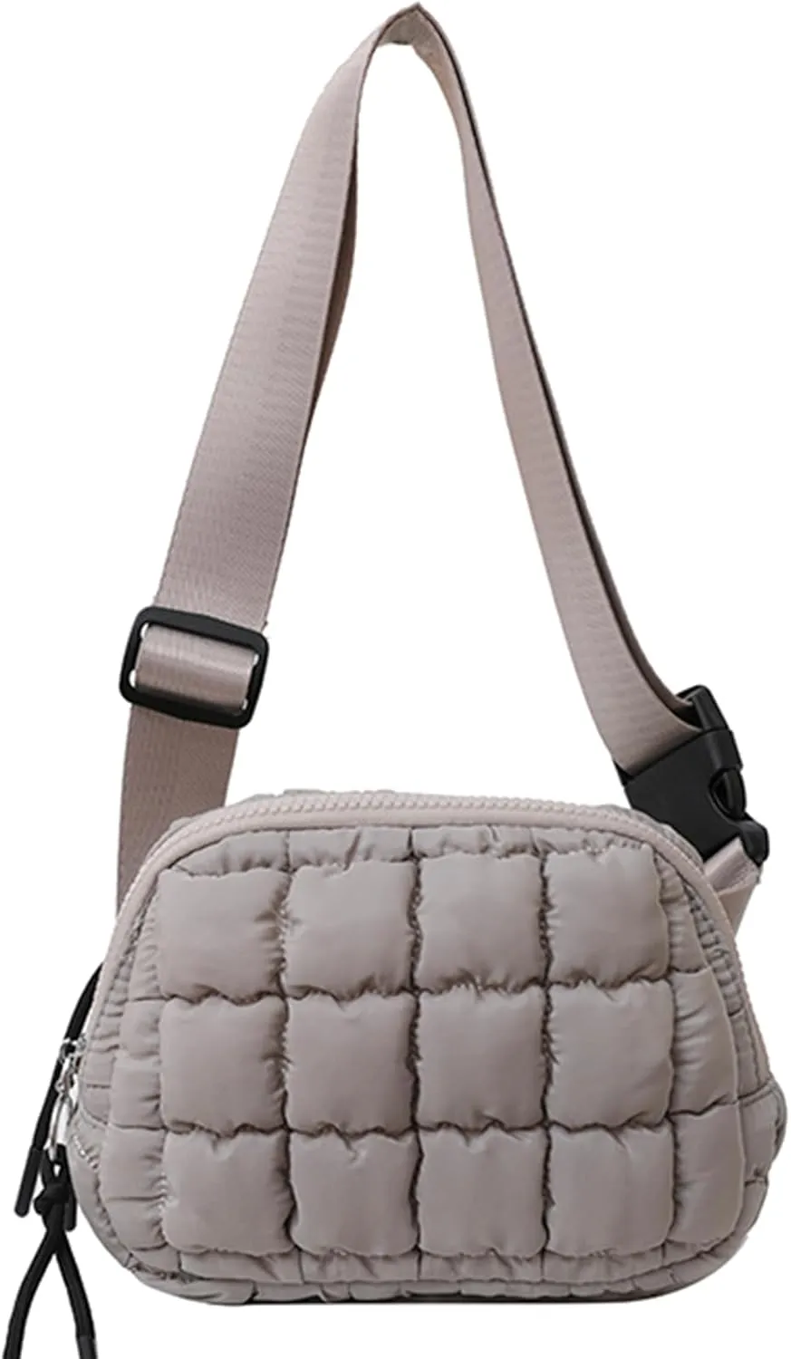 Small Puffer Fanny Pack for Women Quilted Crossbody Belt Bag for Traveling Running Workout