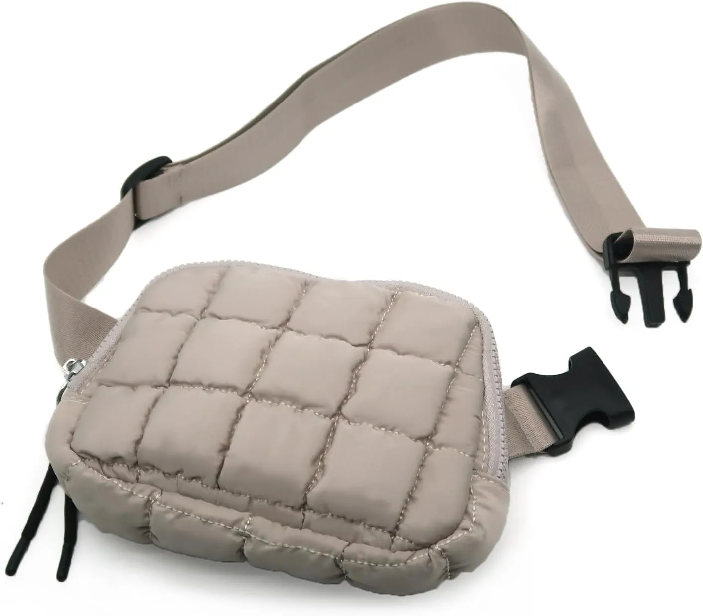 Small Puffer Fanny Pack for Women Quilted Crossbody Belt Bag for Traveling Running Workout