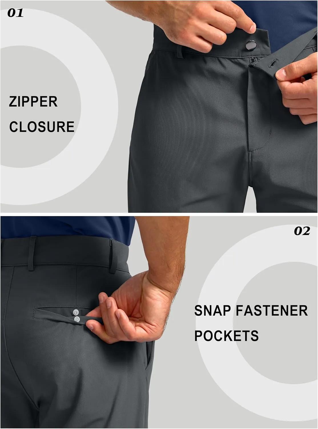 Soothfeel Men's Golf Pants with 5 Pockets - 30"/32"/34" Slim Fit Stretch Tech Pants Casual Trousers Dress Work Pants for Men
