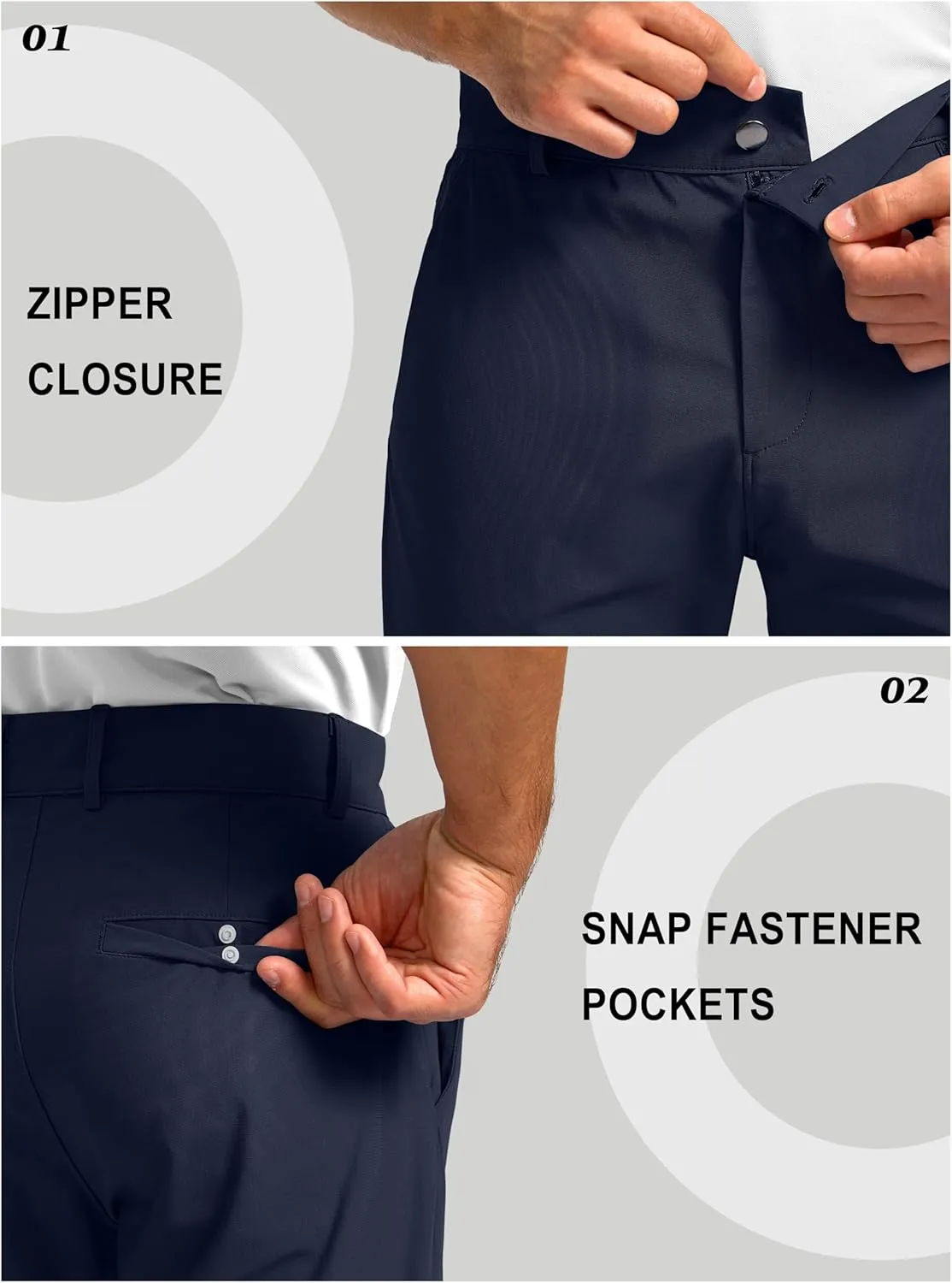 Soothfeel Men's Golf Pants with 5 Pockets - 30"/32"/34" Slim Fit Stretch Tech Pants Casual Trousers Dress Work Pants for Men