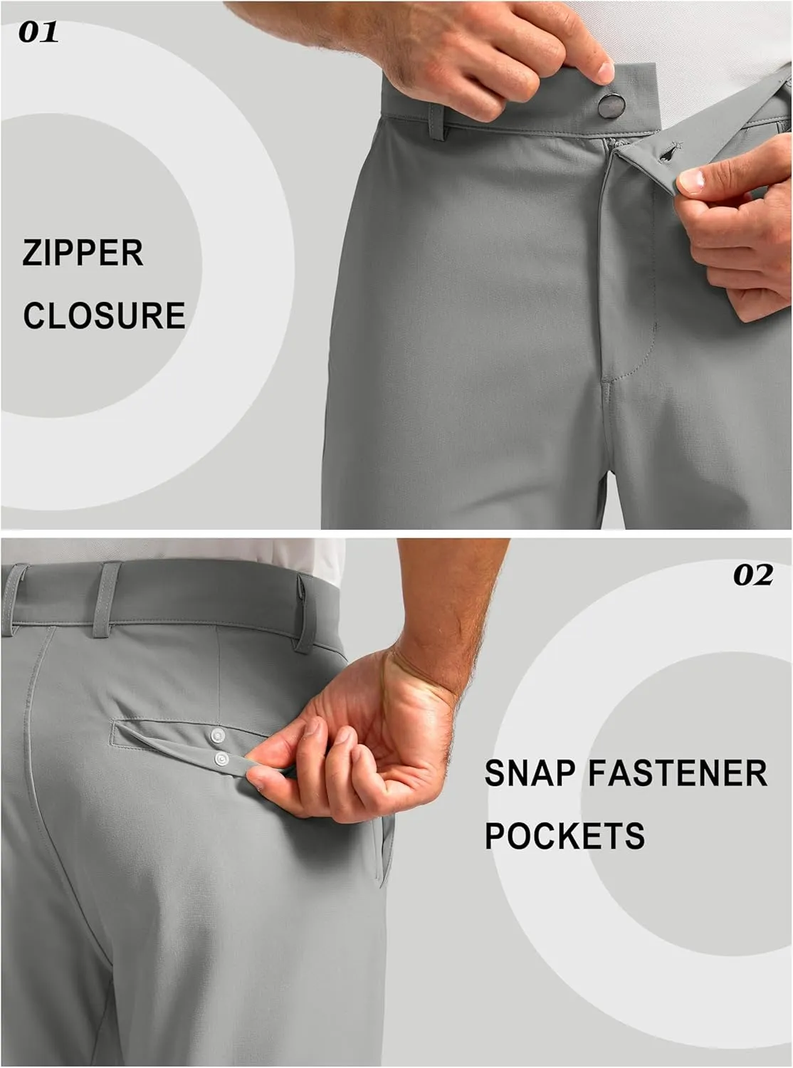 Soothfeel Men's Golf Pants with 5 Pockets - 30"/32"/34" Slim Fit Stretch Tech Pants Casual Trousers Dress Work Pants for Men