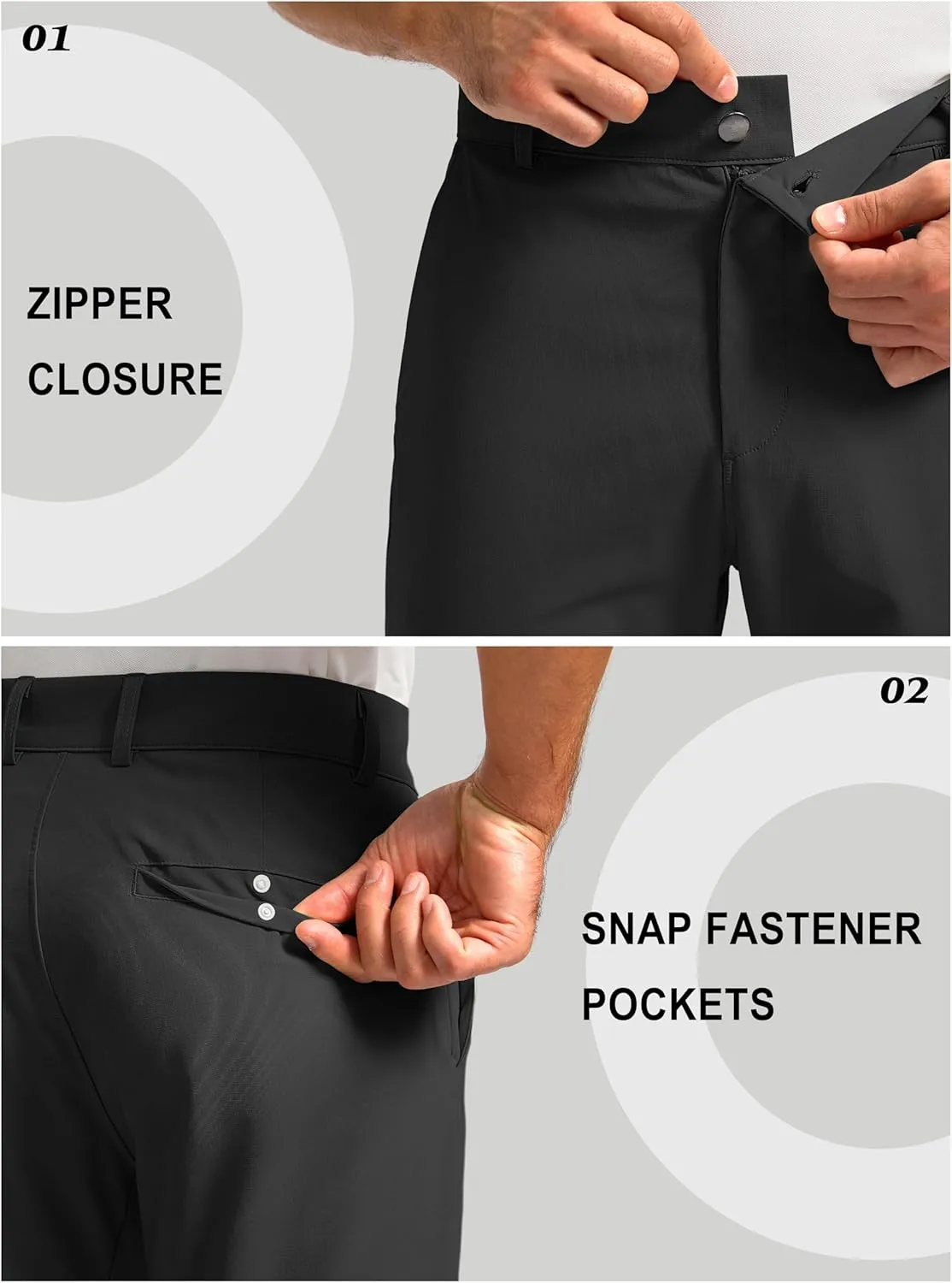 Soothfeel Men's Golf Pants with 5 Pockets - 30"/32"/34" Slim Fit Stretch Tech Pants Casual Trousers Dress Work Pants for Men