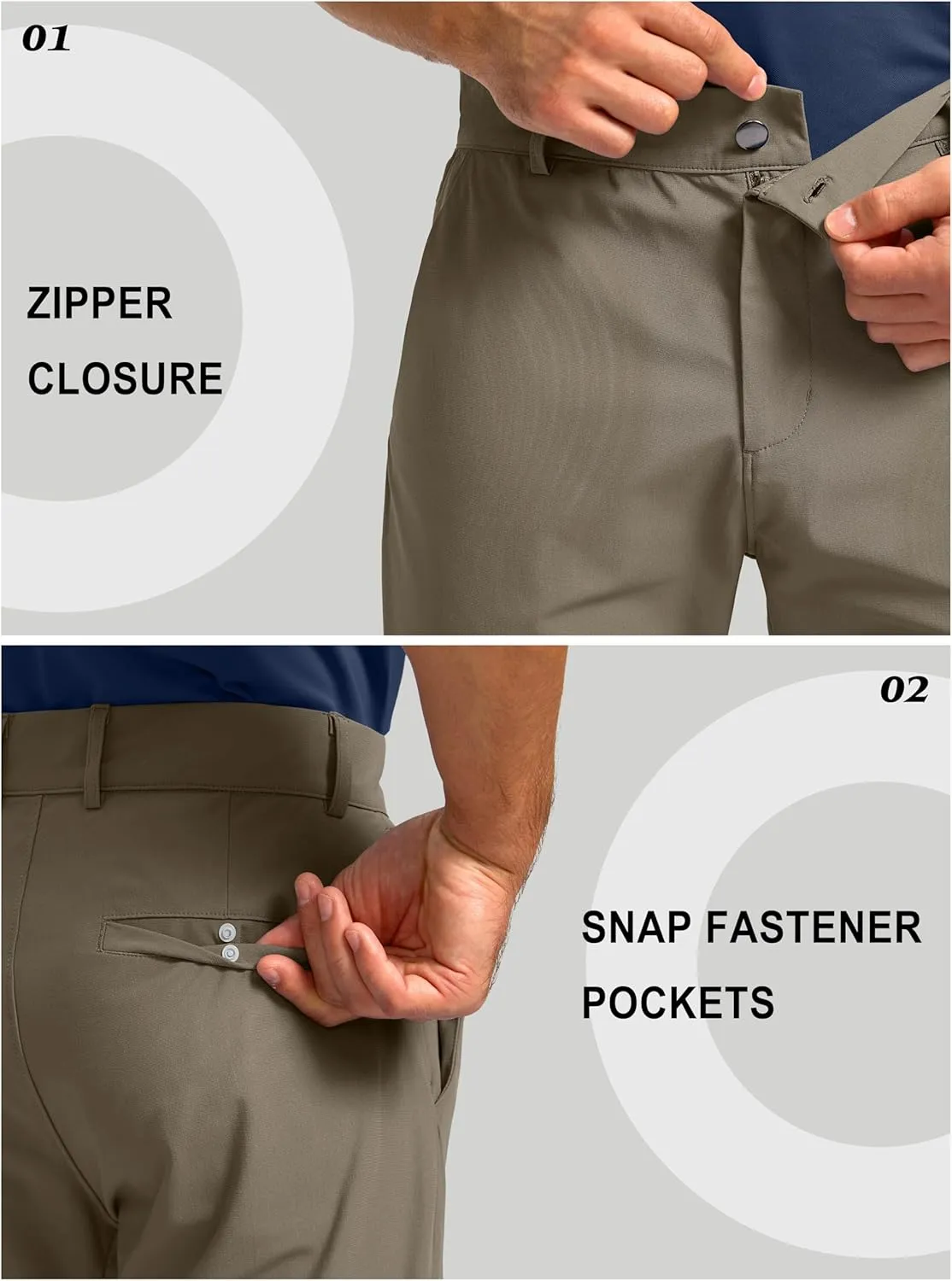 Soothfeel Men's Golf Pants with 5 Pockets - 30"/32"/34" Slim Fit Stretch Tech Pants Casual Trousers Dress Work Pants for Men
