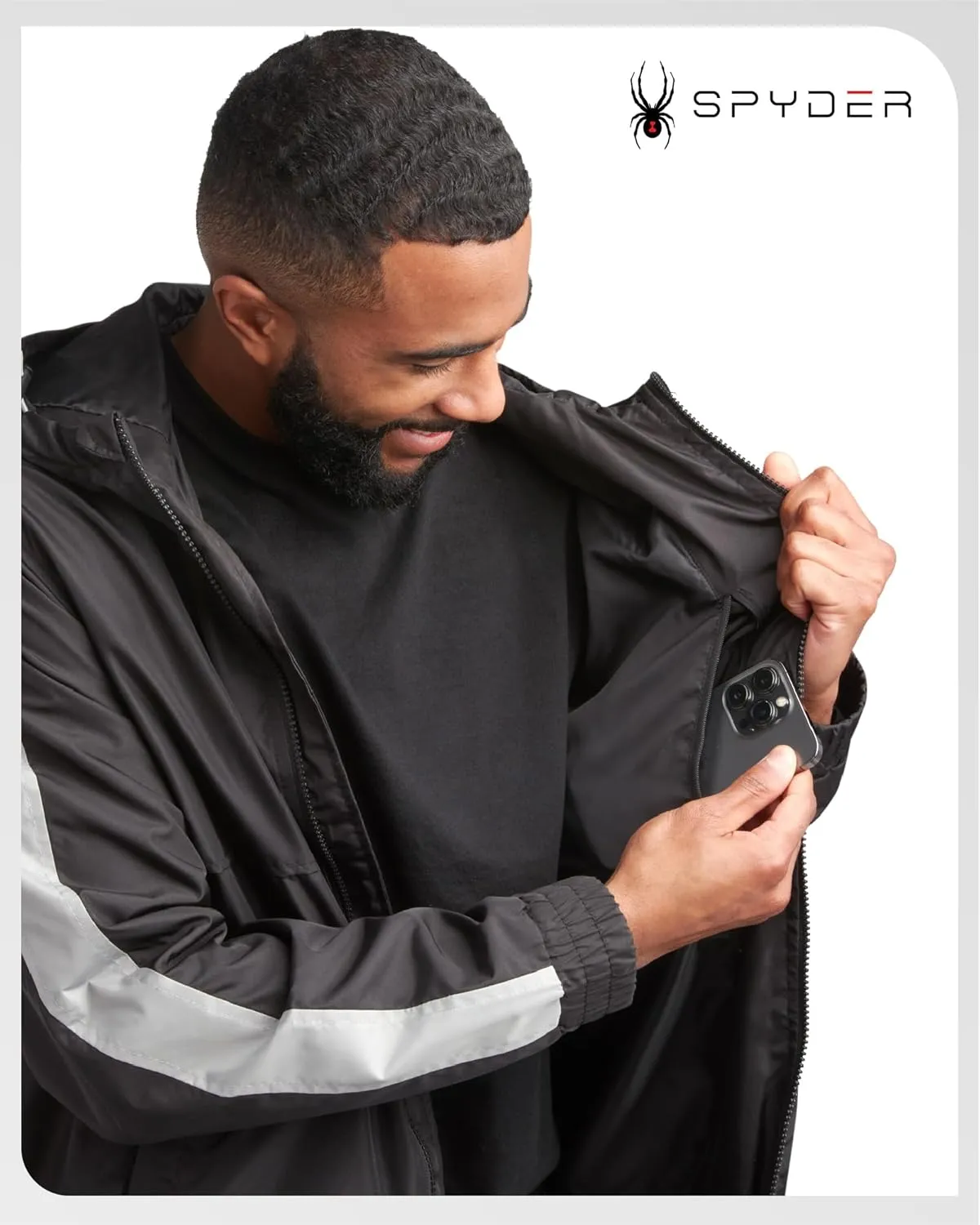 Spyder Mens Windbreaker Jacket - Lightweight Wind & Water-Resistant Hooded Zip Up Jacket for Travel Running Golf & Daily Wear