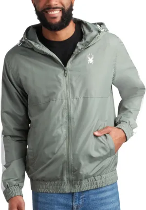 Spyder Mens Windbreaker Jacket - Lightweight Wind & Water-Resistant Hooded Zip Up Jacket for Travel Running Golf & Daily Wear
