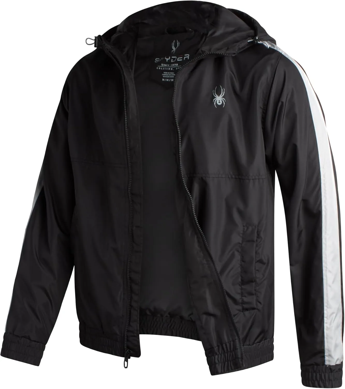 Spyder Mens Windbreaker Jacket - Lightweight Wind & Water-Resistant Hooded Zip Up Jacket for Travel Running Golf & Daily Wear