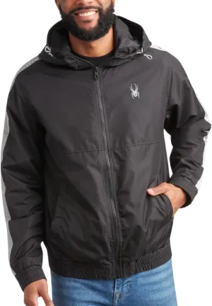 Spyder Mens Windbreaker Jacket - Lightweight Wind & Water-Resistant Hooded Zip Up Jacket for Travel Running Golf & Daily Wear