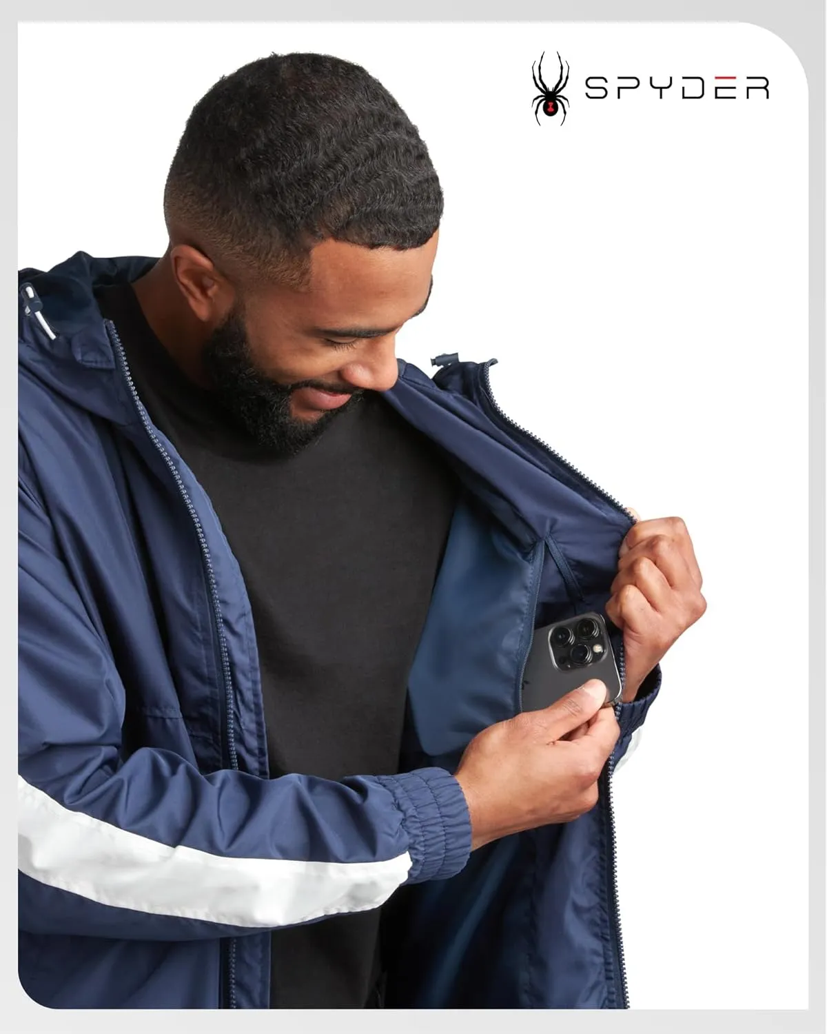 Spyder Mens Windbreaker Jacket - Lightweight Wind & Water-Resistant Hooded Zip Up Jacket for Travel Running Golf & Daily Wear