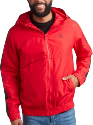 Spyder Mens Windbreaker Jacket - Lightweight Wind & Water-Resistant Hooded Zip Up Jacket for Travel Running Golf & Daily Wear