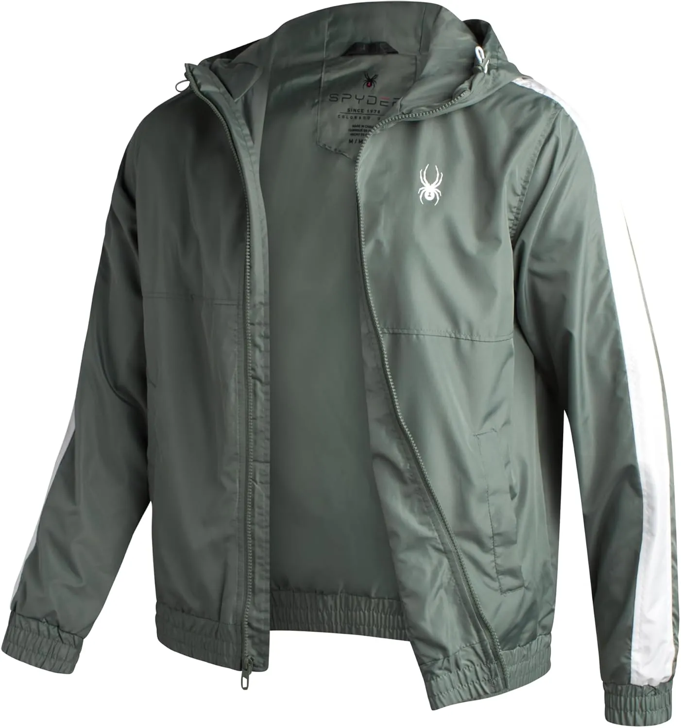 Spyder Mens Windbreaker Jacket - Lightweight Wind & Water-Resistant Hooded Zip Up Jacket for Travel Running Golf & Daily Wear