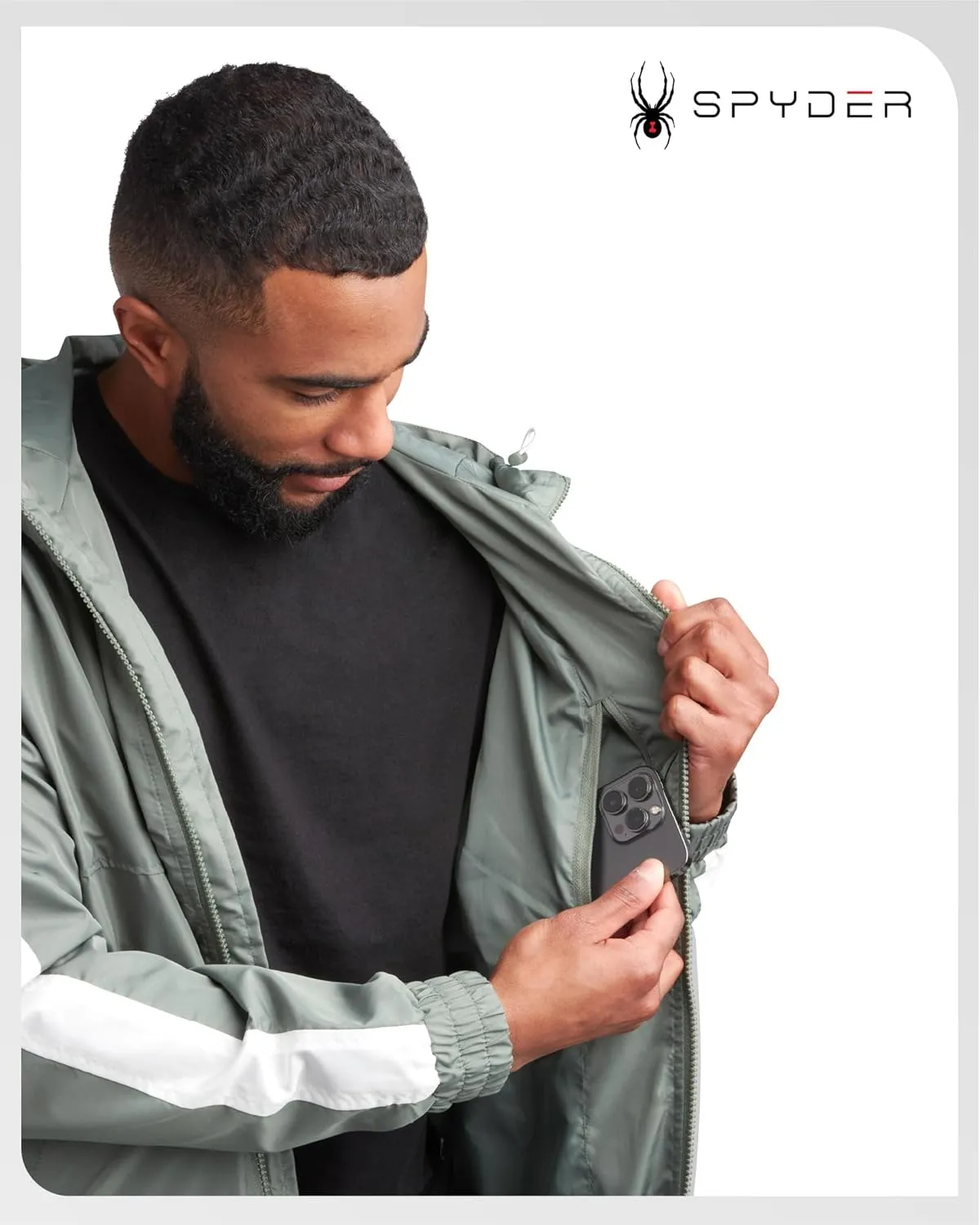 Spyder Mens Windbreaker Jacket - Lightweight Wind & Water-Resistant Hooded Zip Up Jacket for Travel Running Golf & Daily Wear