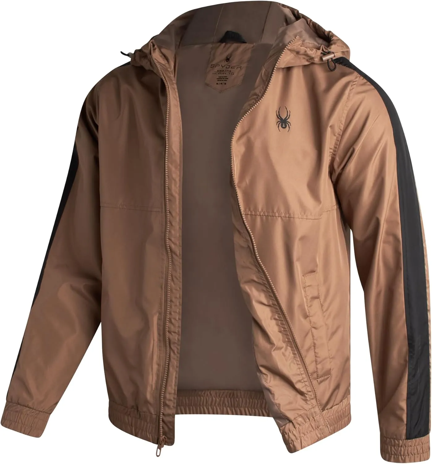Spyder Mens Windbreaker Jacket - Lightweight Wind & Water-Resistant Hooded Zip Up Jacket for Travel Running Golf & Daily Wear