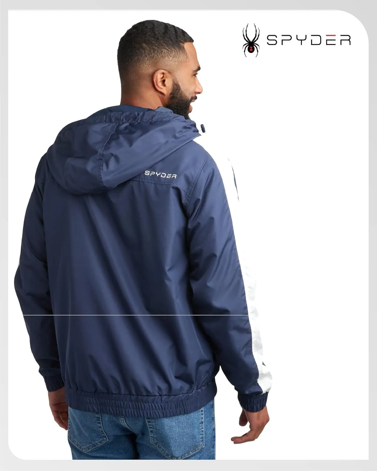 Spyder Mens Windbreaker Jacket - Lightweight Wind & Water-Resistant Hooded Zip Up Jacket for Travel Running Golf & Daily Wear