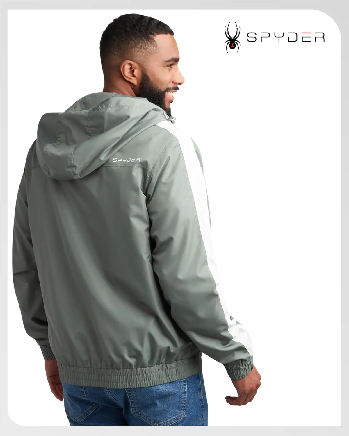 Spyder Mens Windbreaker Jacket - Lightweight Wind & Water-Resistant Hooded Zip Up Jacket for Travel Running Golf & Daily Wear