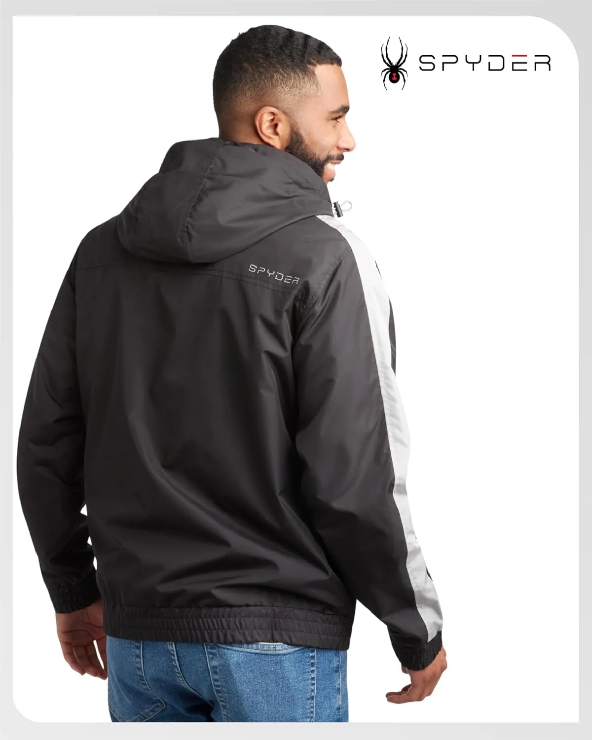 Spyder Mens Windbreaker Jacket - Lightweight Wind & Water-Resistant Hooded Zip Up Jacket for Travel Running Golf & Daily Wear