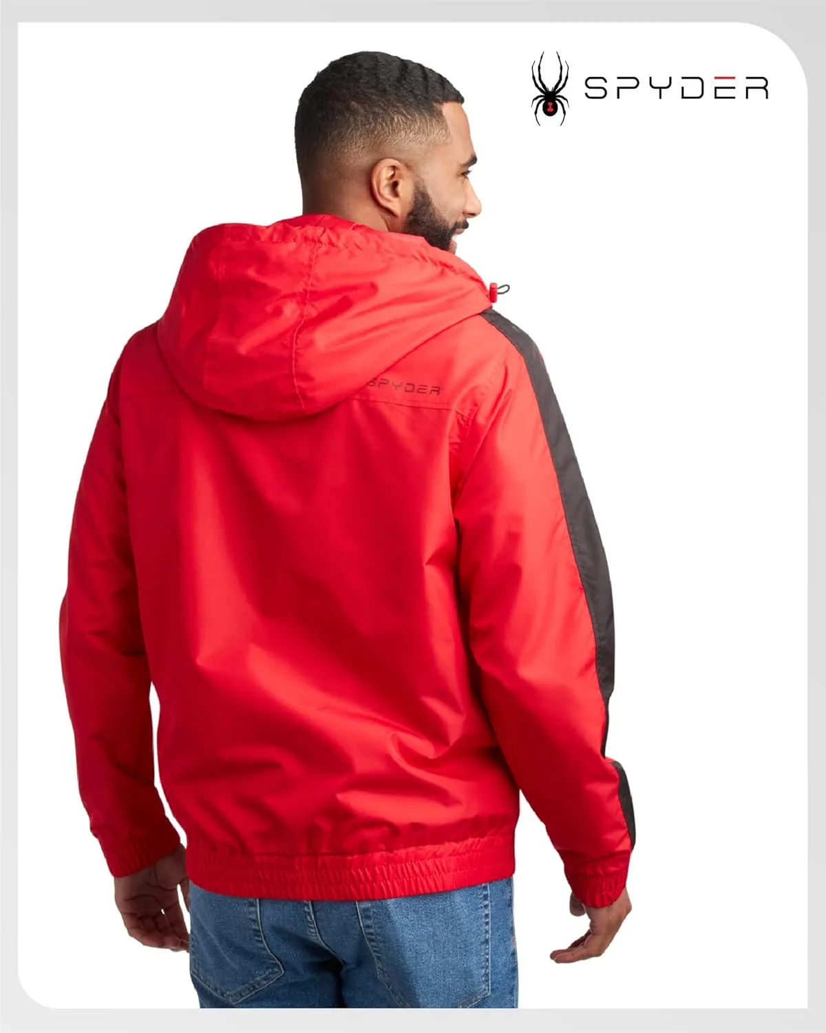 Spyder Mens Windbreaker Jacket - Lightweight Wind & Water-Resistant Hooded Zip Up Jacket for Travel Running Golf & Daily Wear