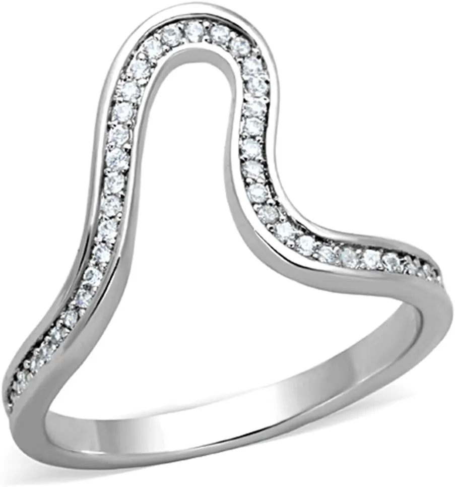 Stainless Steel Minimal Wave Midi Ring