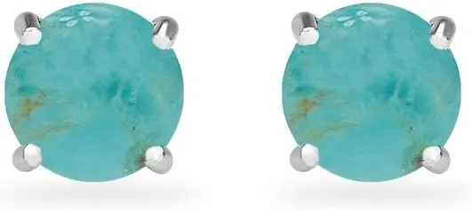 Sterling Silver Cabochon Stone Round 6mm Prong-set Stud Earrings for Women