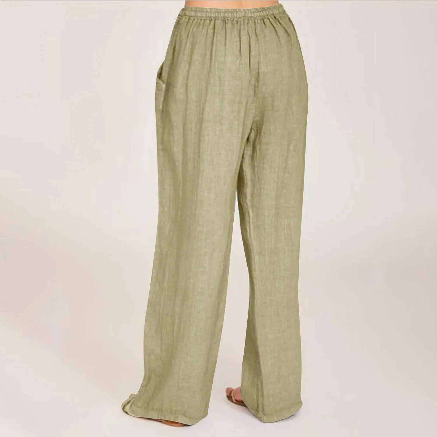 Summer Pants for Women Boho Wide Leg Lounge Pant Beach High Waist Cotton Linen Trouser Casual Palazzo Pants