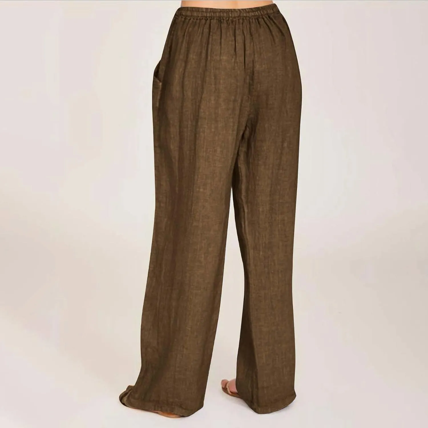 Summer Pants for Women Boho Wide Leg Lounge Pant Beach High Waist Cotton Linen Trouser Casual Palazzo Pants