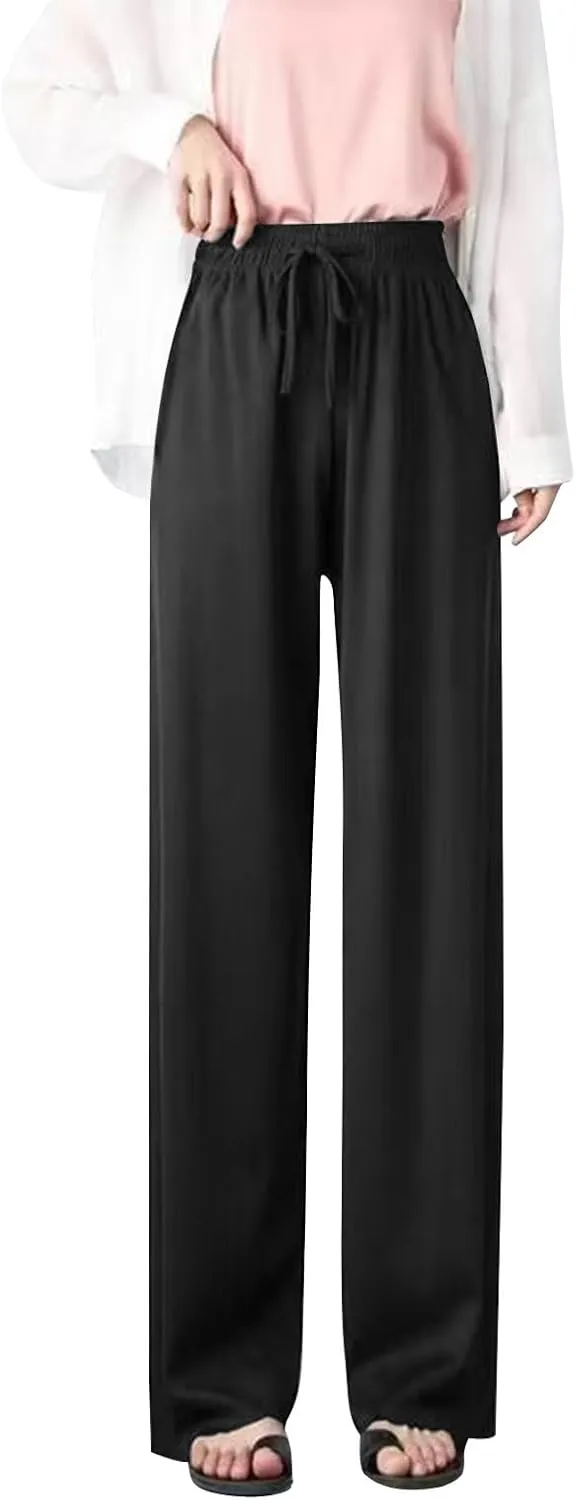 Summer Pants for Women Lightweight Straight Leg Workout Pants Casual Loose Work Gym Athletic Joggers with Pockets