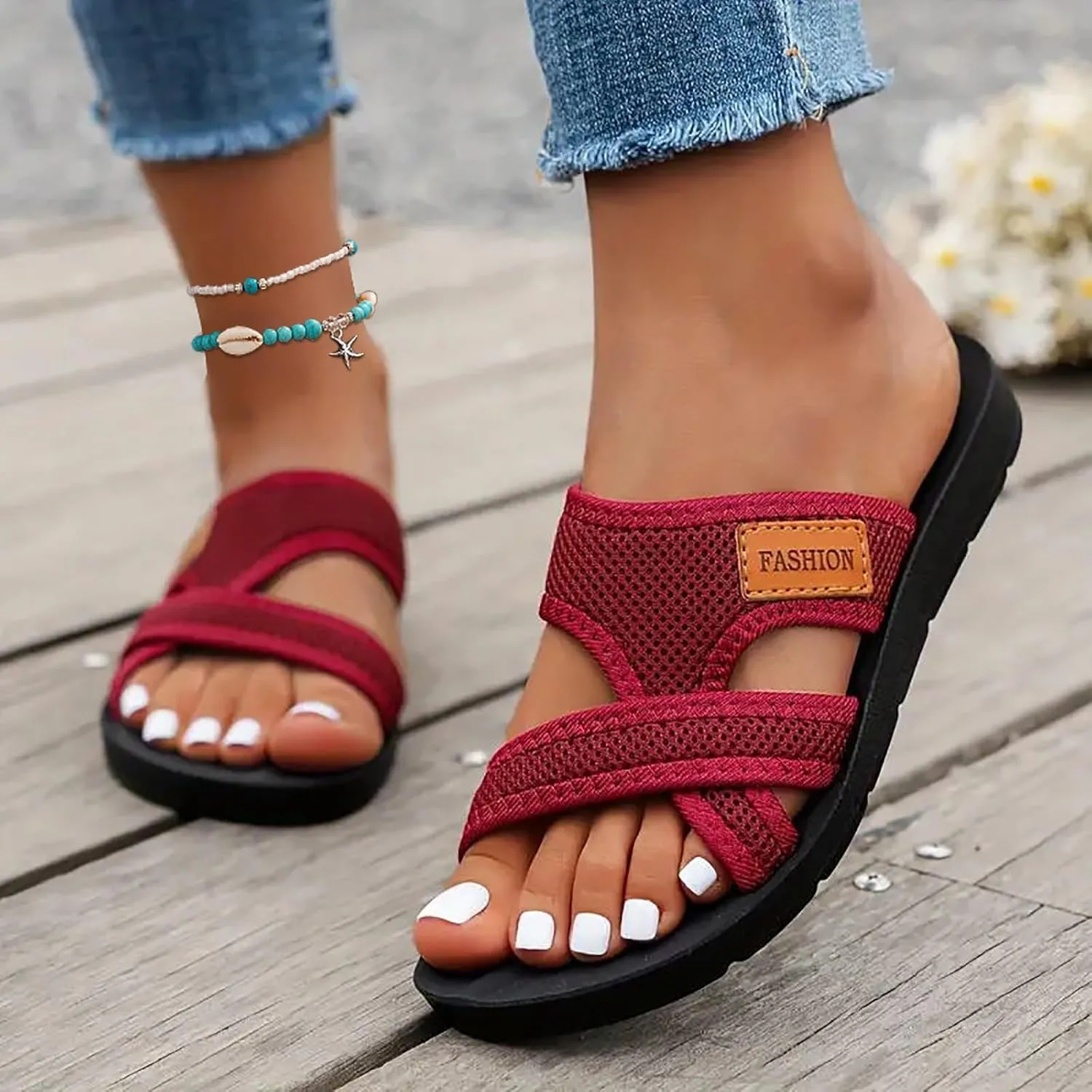 Summer Sandals for Women 2025 Extra Wide Beach Breathable Comfortable Mesh Hollow Mesh Slide Sandls Orthopedic Platform Shoes