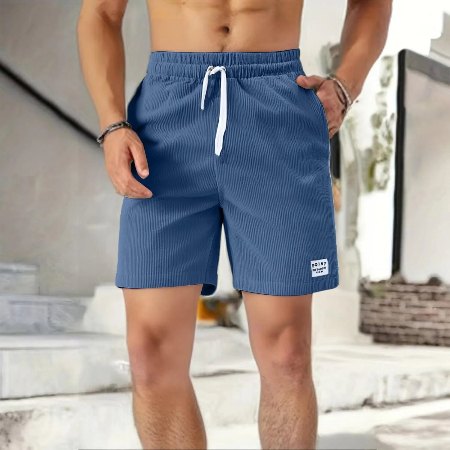 Summer Shorts for Men Slim Fit Casual Corduroy Shorts Drawstring Lightweight Loose Fit Big and Tall Lounge Short