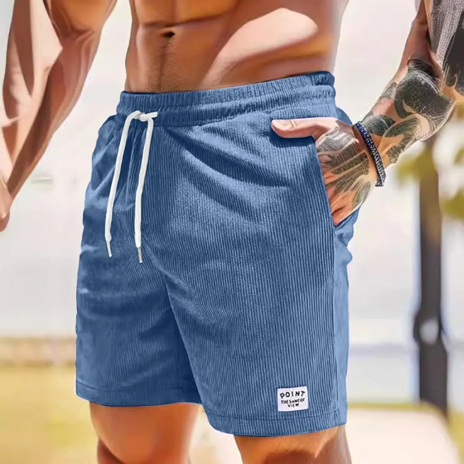 Summer Shorts for Men Slim Fit Casual Corduroy Shorts Drawstring Lightweight Loose Fit Big and Tall Lounge Short