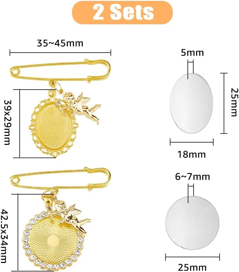 SUPERFINDINGS Brooches Pins Golden Wedding Bouquet Picture Frame Bouquet Charms Alloy Sweater Shawl Clip Glass Dome Wedding Bouquet Photo Charms for Bridal Engagement Decorations