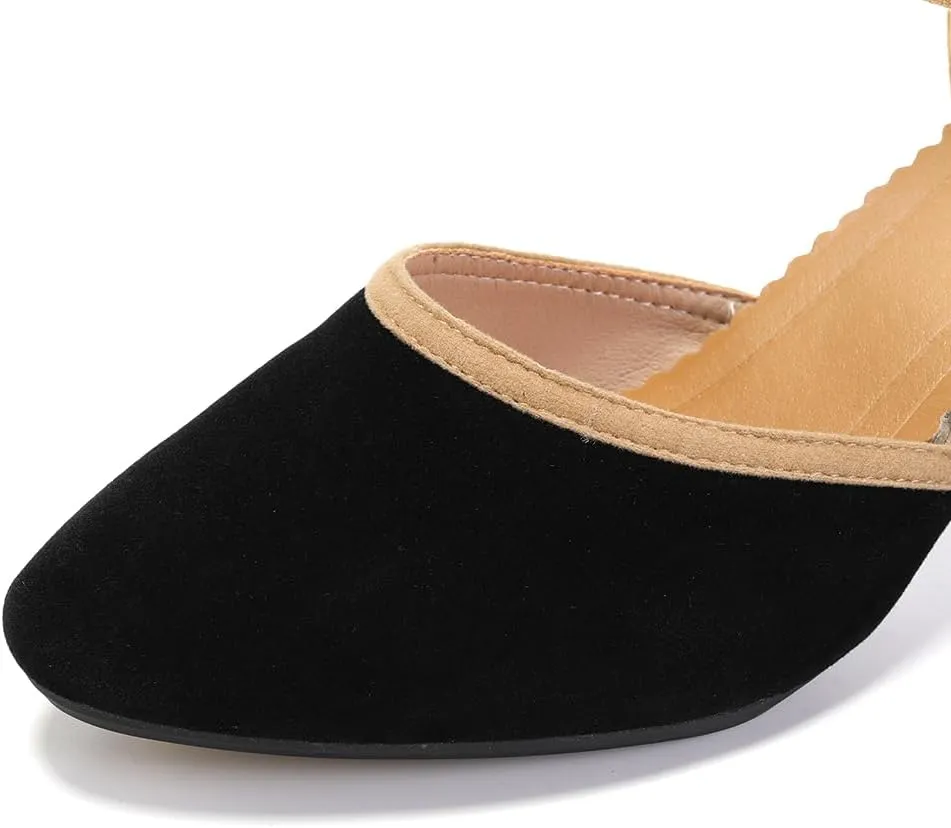 SWDZM Closed Toe Latin Dance Shoes for Women Ballroom Salsa Tango Character Party Wedding Dance Shoes