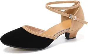 SWDZM Closed Toe Latin Dance Shoes for Women Ballroom Salsa Tango Character Party Wedding Dance Shoes