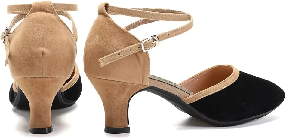 SWDZM Closed Toe Latin Dance Shoes for Women Ballroom Salsa Tango Character Party Wedding Dance Shoes