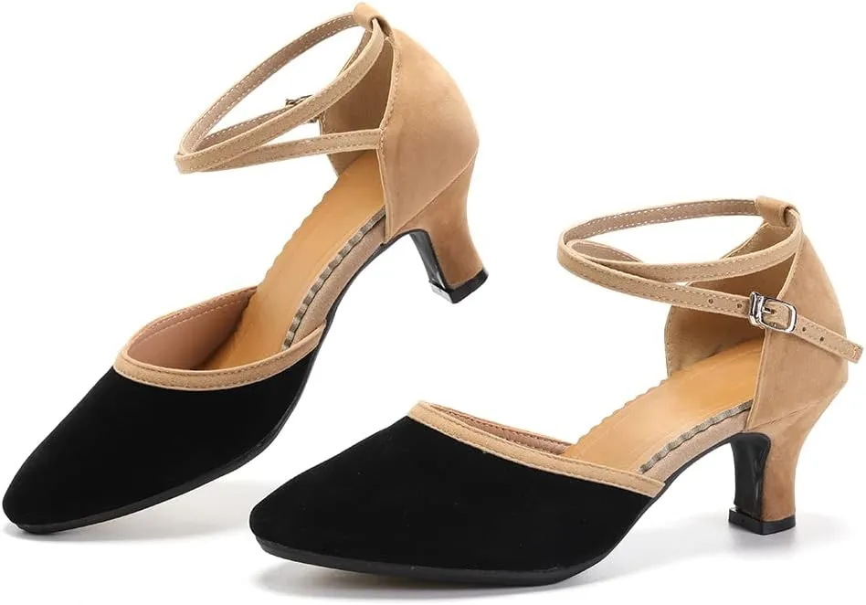 SWDZM Closed Toe Latin Dance Shoes for Women Ballroom Salsa Tango Character Party Wedding Dance Shoes