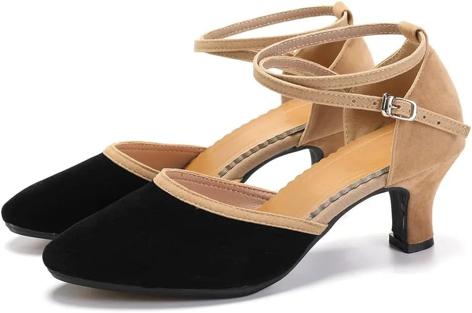 SWDZM Closed Toe Latin Dance Shoes for Women Ballroom Salsa Tango Character Party Wedding Dance Shoes