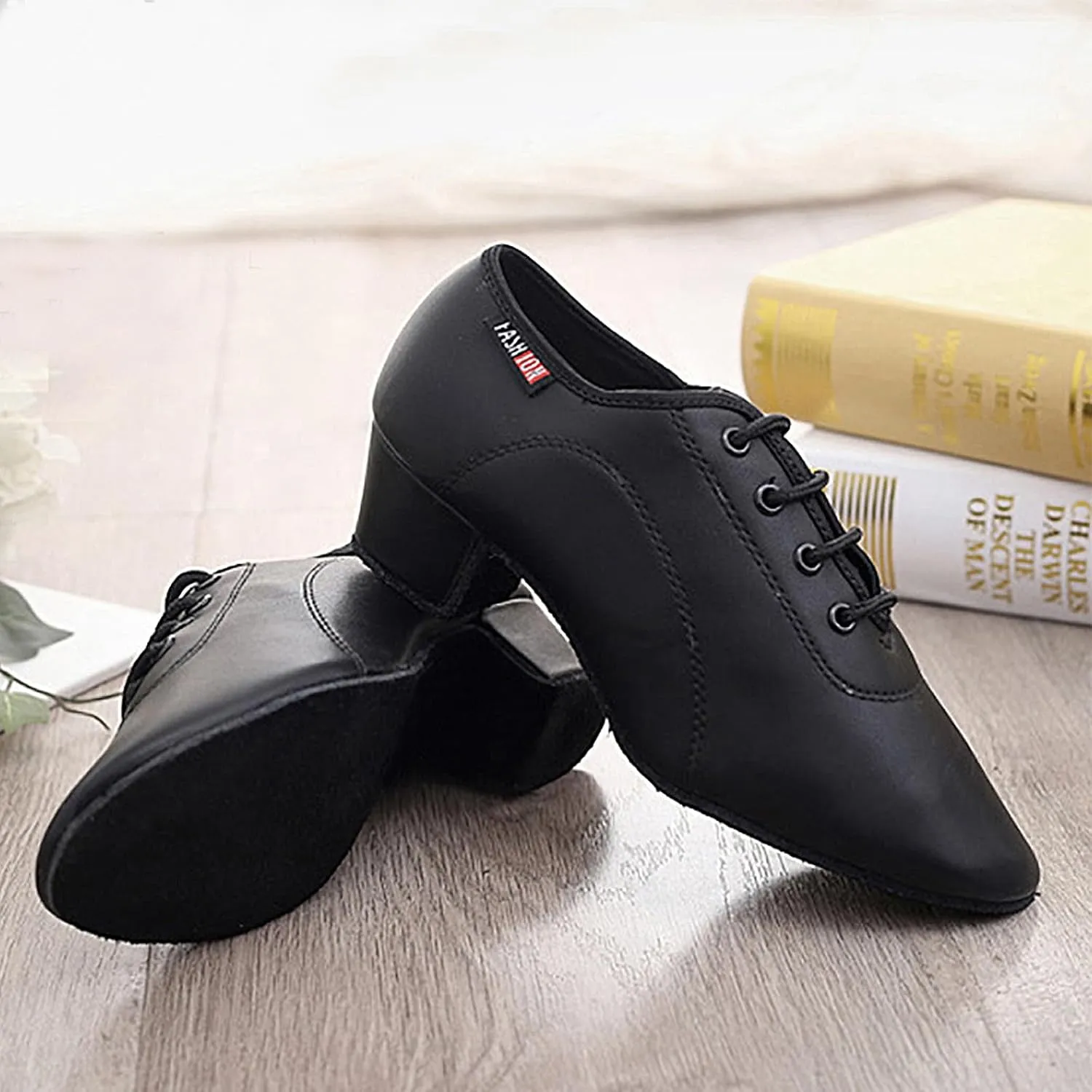 SWDZM Men&Boys Latin Dance Shoes Lace-up Ballroom Practice Dance Shoes