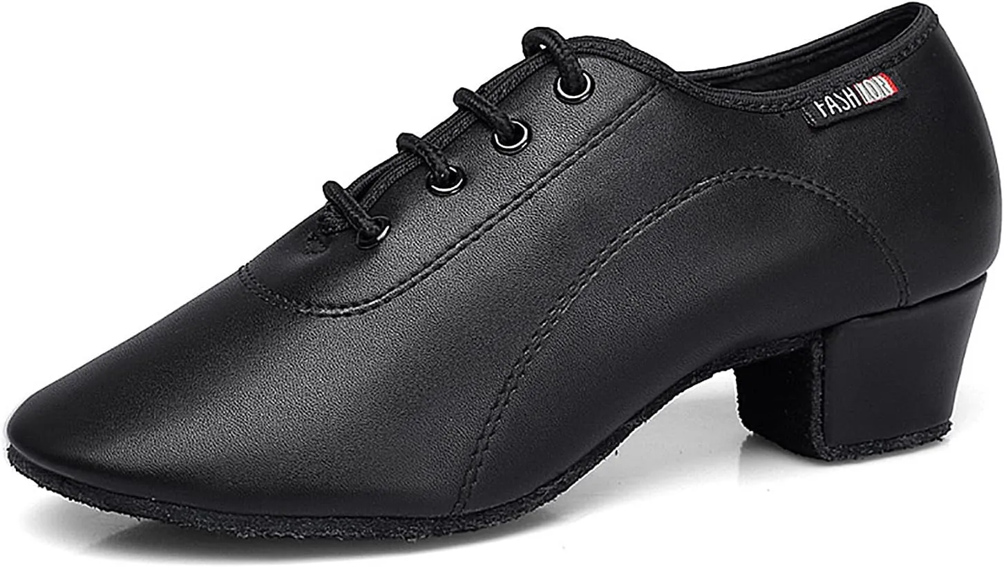 SWDZM Men&Boys Latin Dance Shoes Lace-up Ballroom Practice Dance Shoes