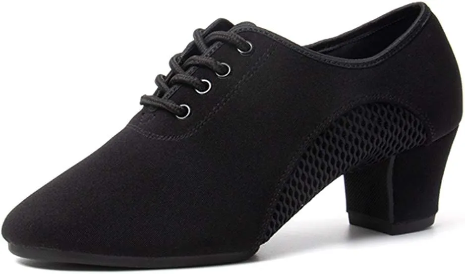 SWDZM Men&Women Ballroom Dance Shoes Lace-up Closed Toe Latin Modern Performance Dance Practice Teaching Shoes,Model KCNJ