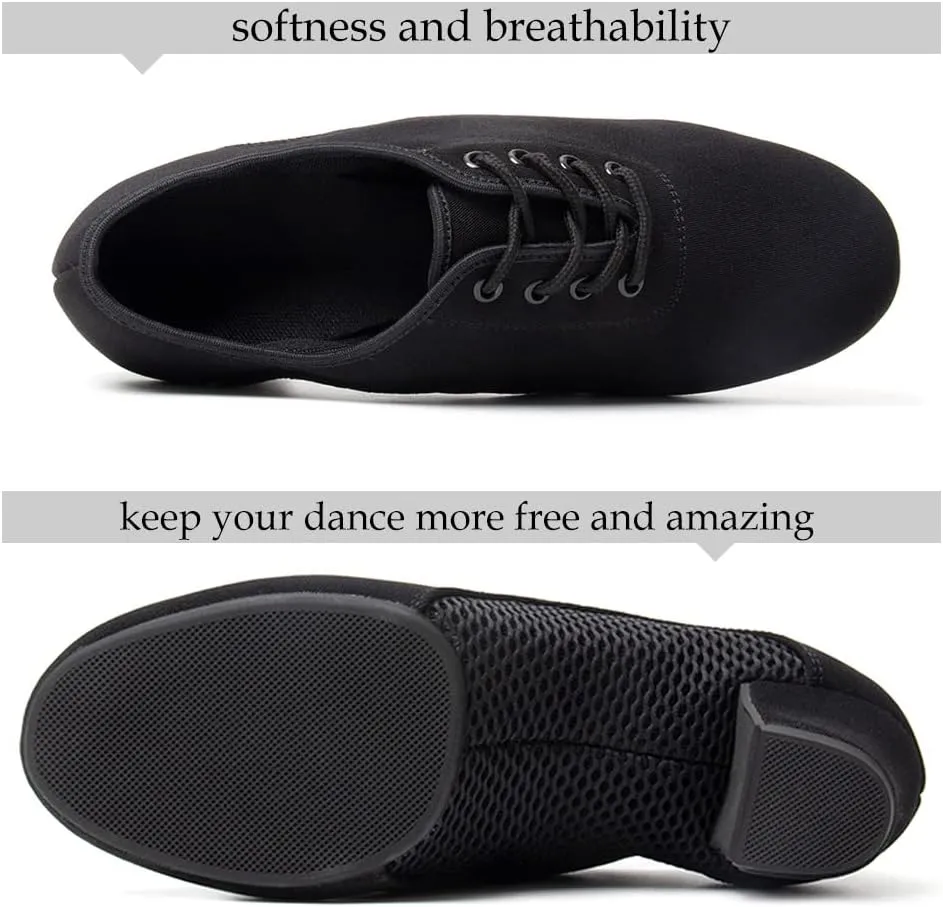 SWDZM Men&Women Ballroom Dance Shoes Lace-up Closed Toe Latin Modern Performance Dance Practice Teaching Shoes,Model KCNJ