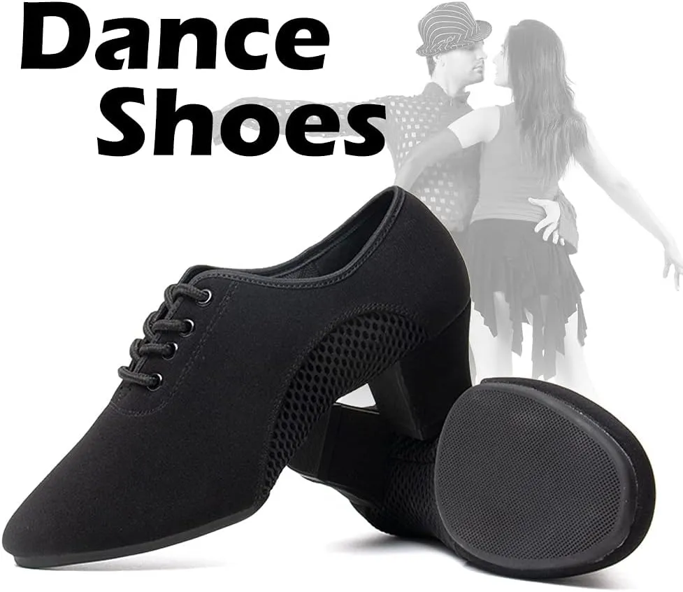 SWDZM Men&Women Ballroom Dance Shoes Lace-up Closed Toe Latin Modern Performance Dance Practice Teaching Shoes,Model KCNJ
