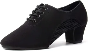 SWDZM Men&Women Ballroom Dance Shoes Lace-up Closed Toe Latin Modern Performance Dance Practice Teaching Shoes,Model KCNJ