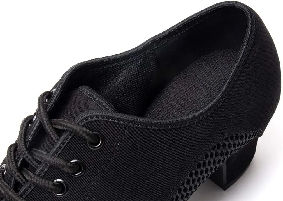 SWDZM Men&Women Ballroom Dance Shoes Lace-up Closed Toe Latin Modern Performance Dance Practice Teaching Shoes,Model KCNJ