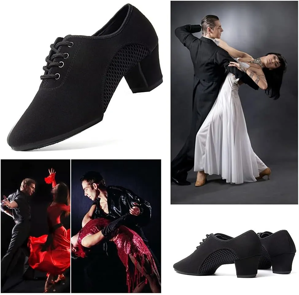 SWDZM Men&Women Ballroom Dance Shoes Lace-up Closed Toe Latin Modern Performance Dance Practice Teaching Shoes,Model KCNJ