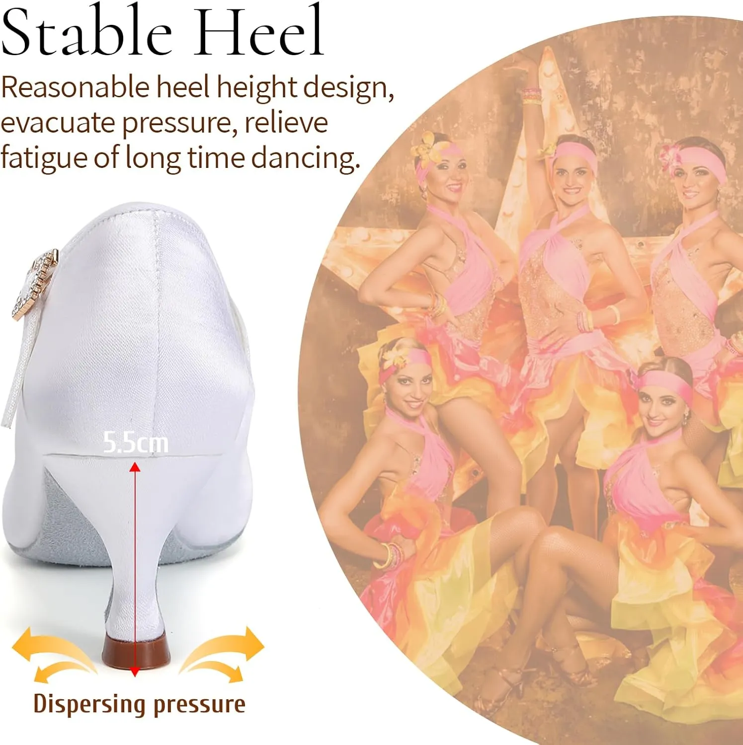 SWDZM Rhinestone Womens Latin Dance Shoes Suede Sole Ballroom Waltz Social Dance Shoes Closed Toe