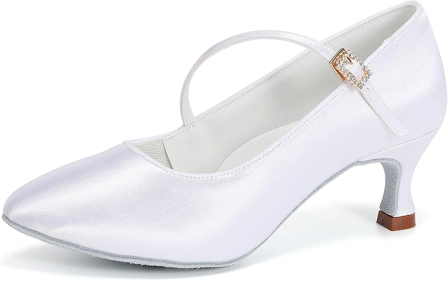 SWDZM Rhinestone Womens Latin Dance Shoes Suede Sole Ballroom Waltz Social Dance Shoes Closed Toe
