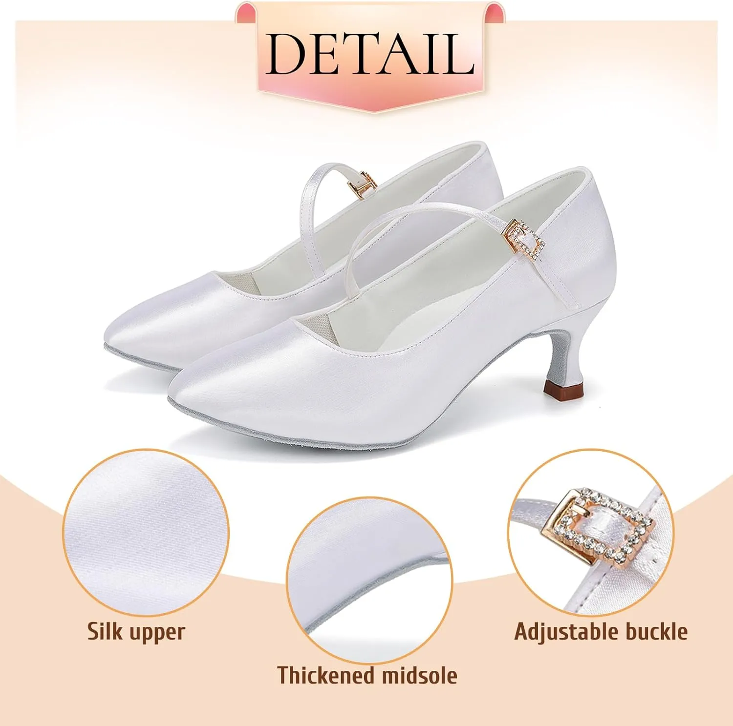 SWDZM Rhinestone Womens Latin Dance Shoes Suede Sole Ballroom Waltz Social Dance Shoes Closed Toe