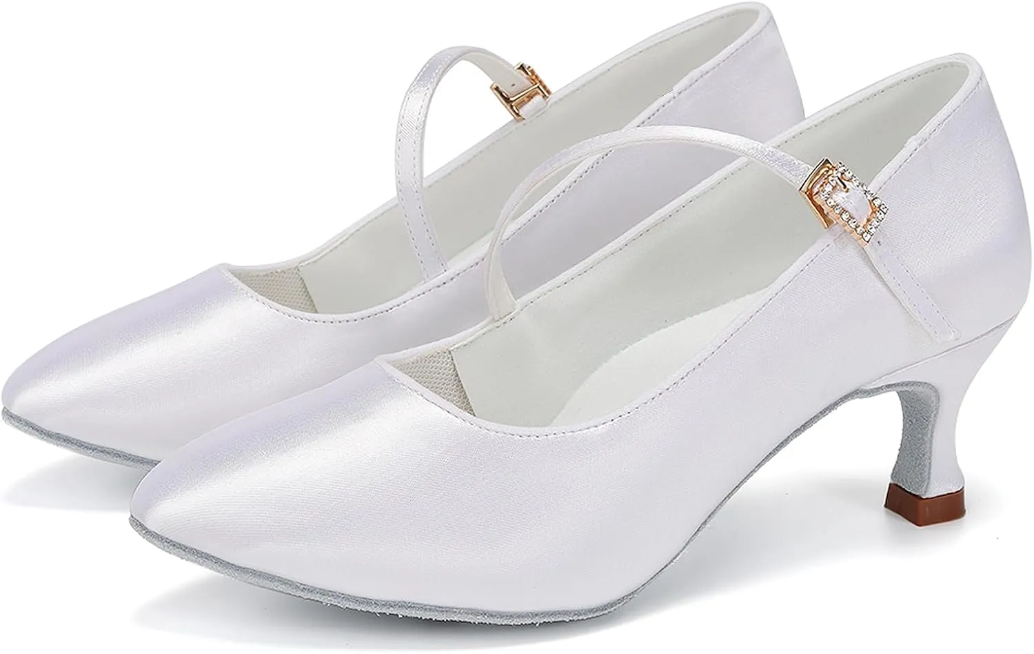 SWDZM Rhinestone Womens Latin Dance Shoes Suede Sole Ballroom Waltz Social Dance Shoes Closed Toe