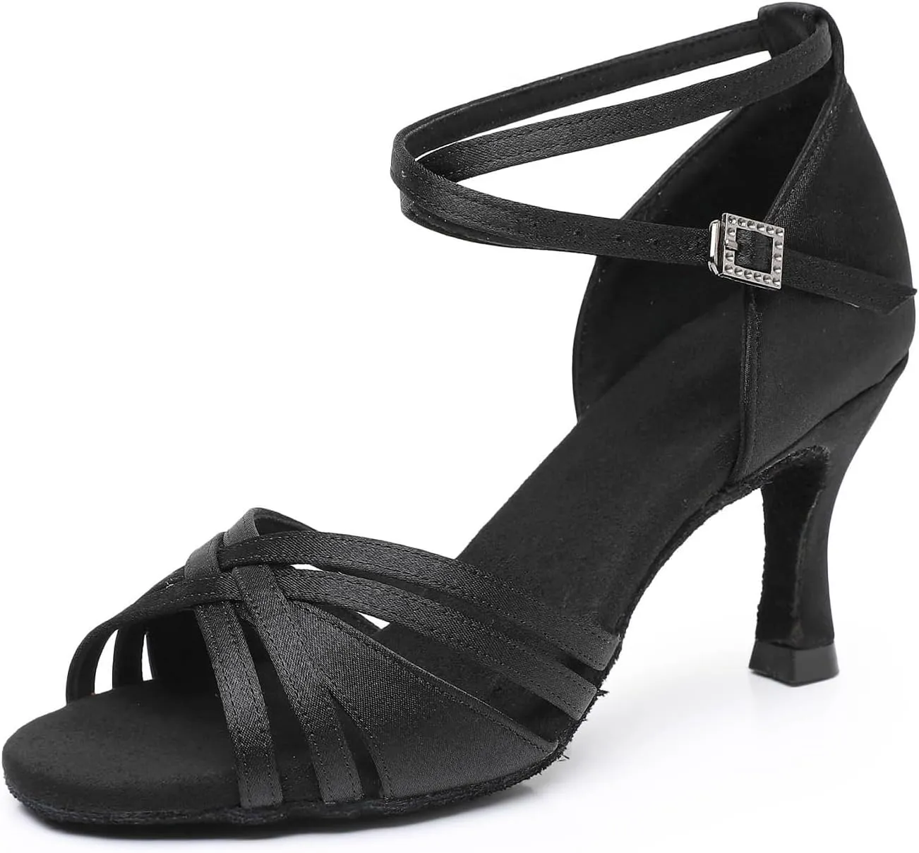 SWDZM Women's Ballroom Dance Shoes Satin Latin Salsa Tango Practice Performance Dancing Shoes,Model EM L3049