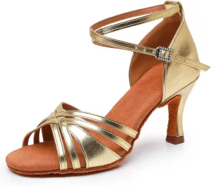 SWDZM Women's Ballroom Dance Shoes Satin Latin Salsa Tango Practice Performance Dancing Shoes,Model EM L3049